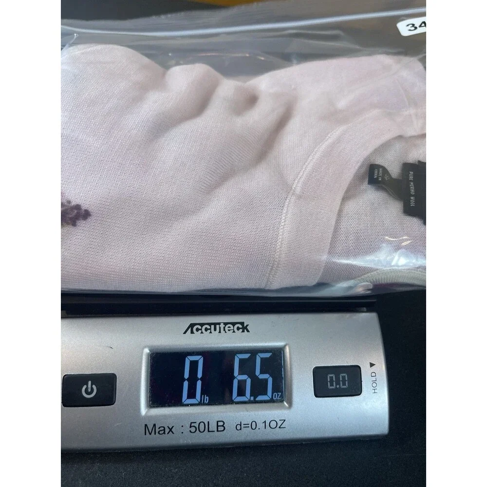 Talbots 100% Merino Wool Pink Floral Sweater PS Lightweight Knit